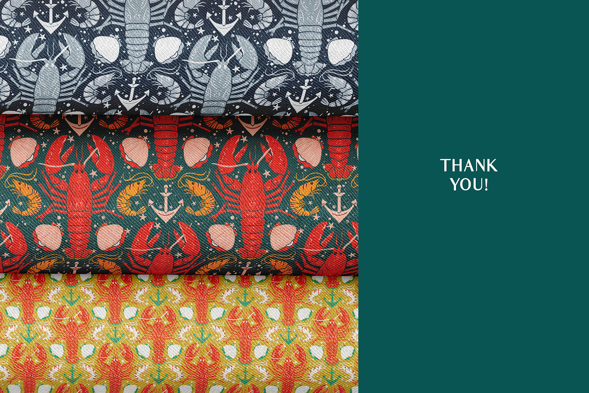 Lobster - Repeat Patterns Collection, a Pattern Graphic by Julia M. Watercolor (Photo 9 of 10)