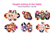 People eating food at table set, a Food Illustration by Good Studio (Thumbnail 1 of 7)