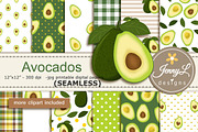 Avocado Digital Papers and Clipart, a Pattern Graphic by JennyL Designs (Thumbnail 1 of 7)