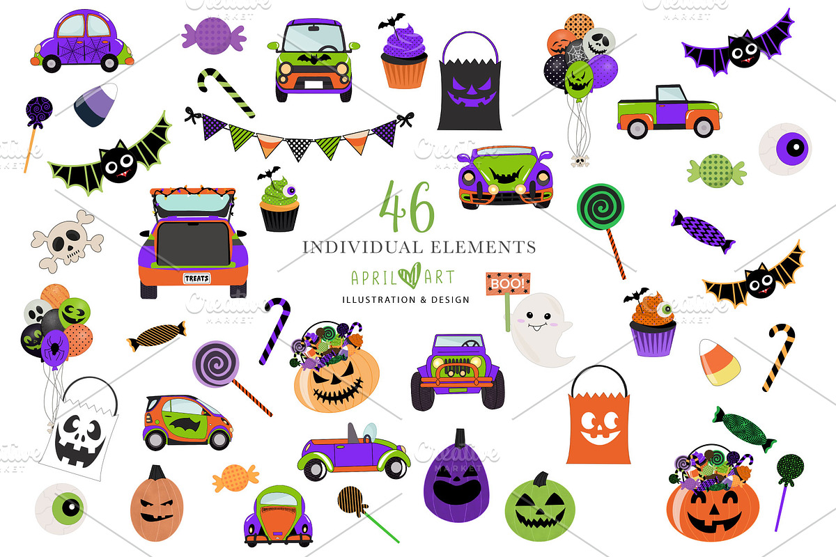 Cute Halloween Party Car Clipart, a Transportation Illustration by Oh Darling Graphics (Photo 3 of 4)