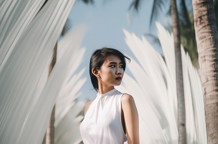 woman in linen clothes, a Person Photo by Virgo Studio