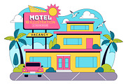 10 Retro Roadside Motel Illustration, an Object Illustration by denayunebgt (Thumbnail 1 of 4)