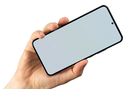 Smartphone in hand with blank screen