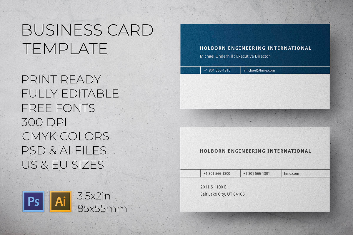 Holborn Engineering Business Card, a Business Card Template by Layoutlet (Photo 1 of 2)
