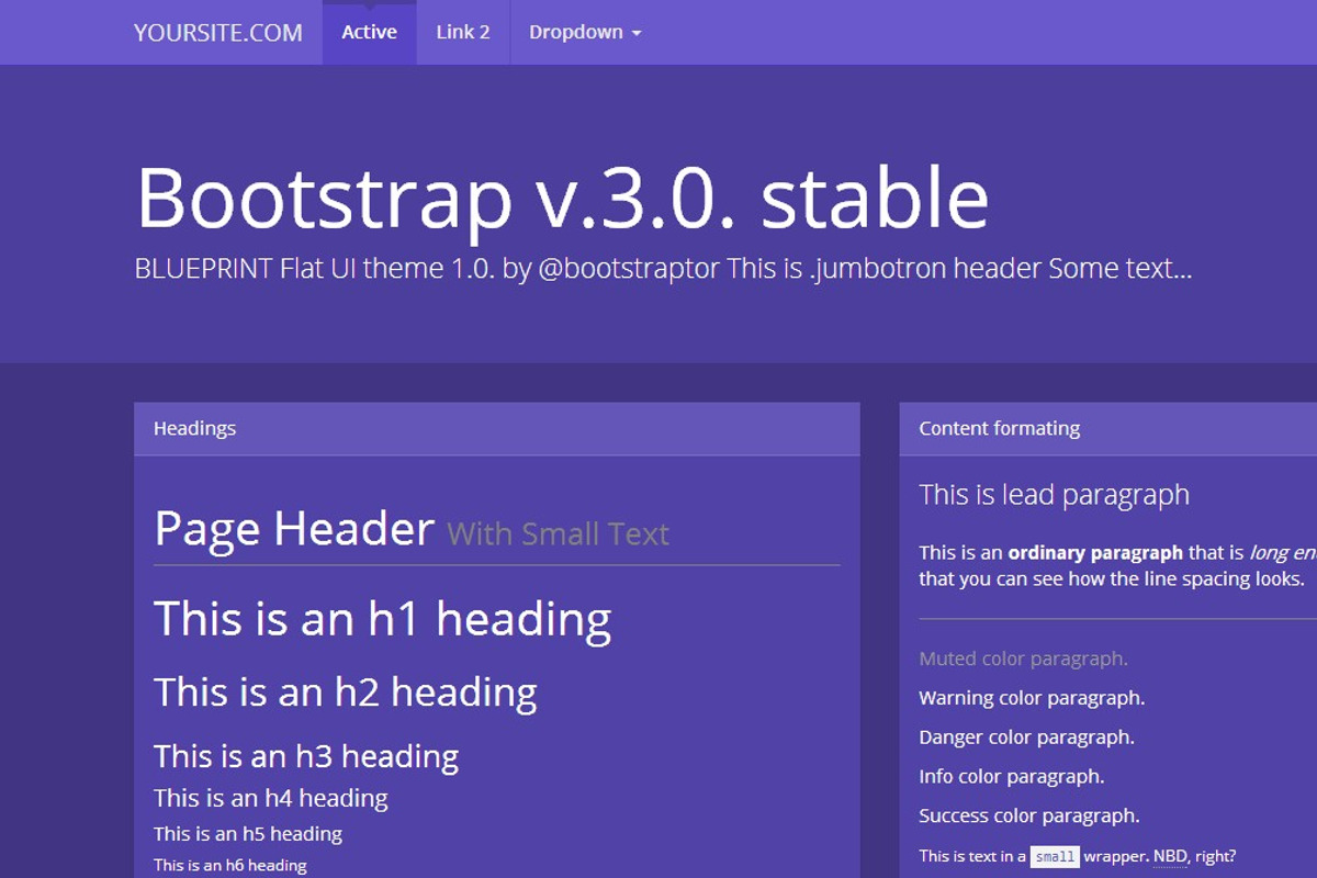 Bootstrap 3.0. Blueprint flat theme, a Bootstrap Template by Bootstraptor (Photo 1 of 4)