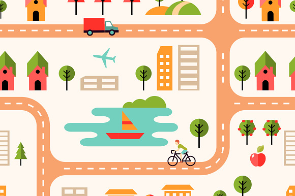 City Map Seamless Background Pattern