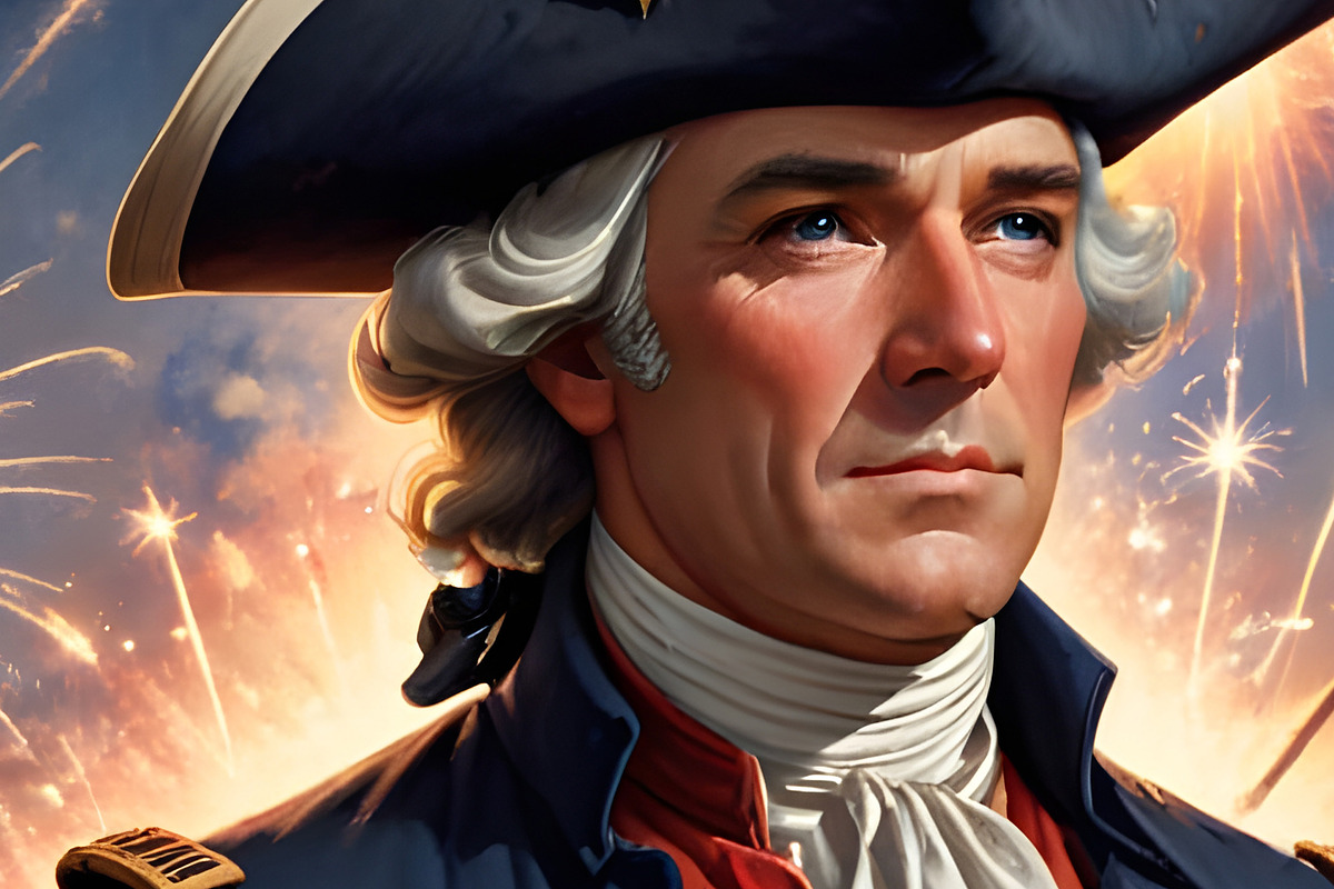Patriot Man and American Flag 1776, a Person Illustration by Sharon Schwalbe (Photo 2 of 4)