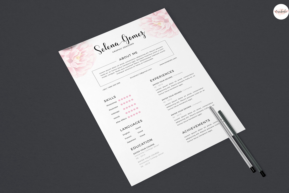 Elegant Floral Resume Template, a Resume Template by Emaholic Template (Photo 5 of 5)