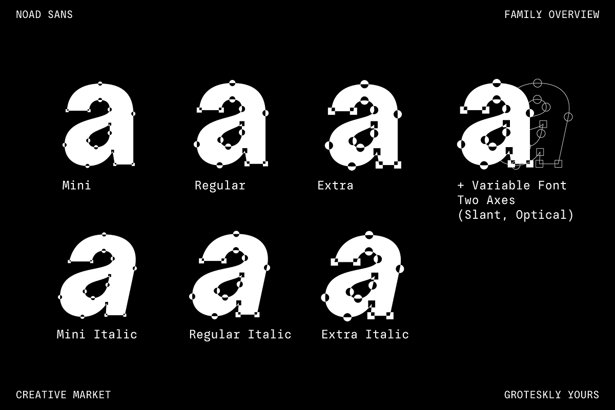 Noad Sans – Experimental Type Family, a Sans Serif Font by Eugene Tantsurin (Photo 3 of 15)