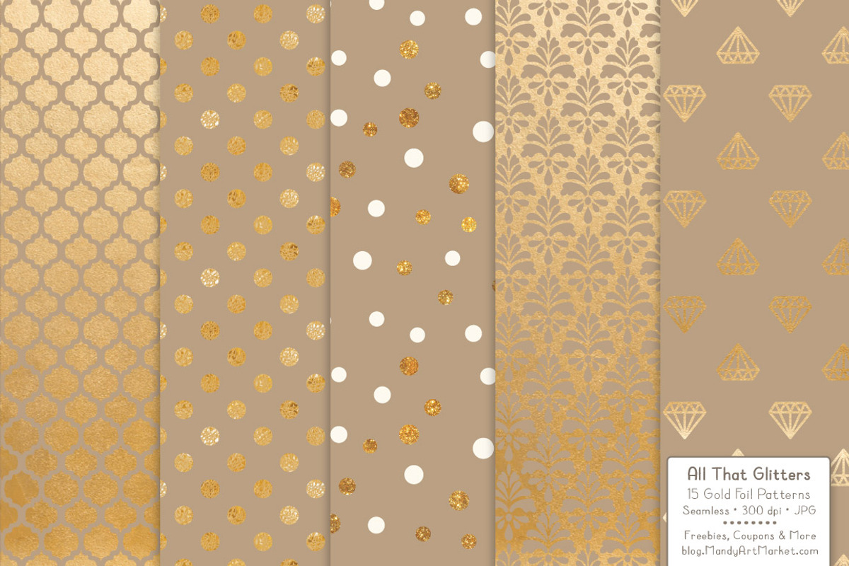 Champagne Gold Foil Digital Papers, a Pattern Graphic by Amanda Ilkov (Photo 3 of 4)