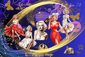 Pin Up Girl Clip Art Sublimation 28