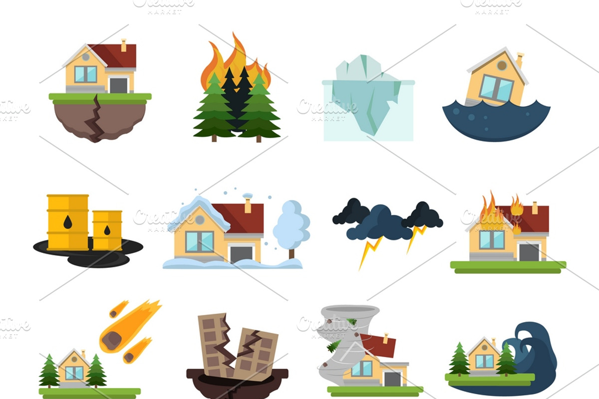 Disaster Damage Icon Set, an Icon by Alexander Belenkiy
