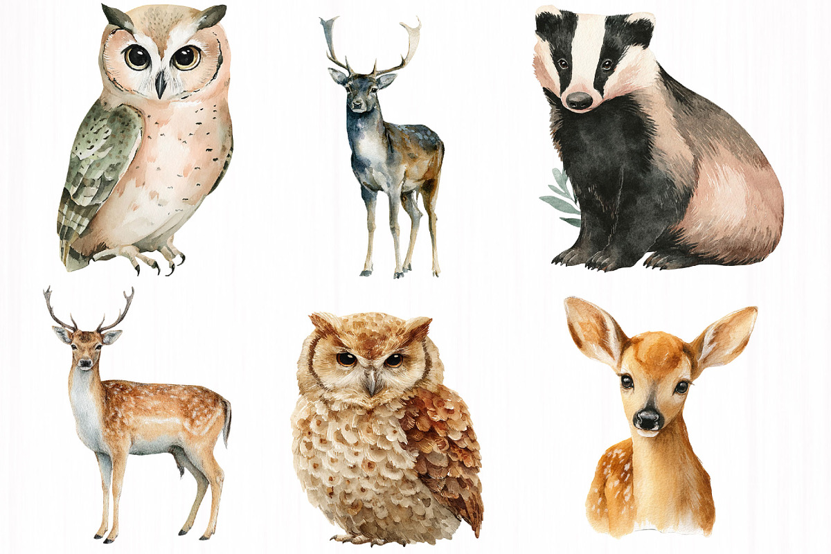 Watercolor Animal And Forest, an Illustration by DreamCafeArt (Photo 2 of 7)
