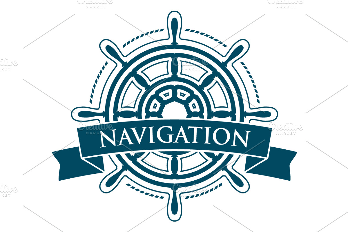 Nautical Logo. Vector Steering Wheel preview 2