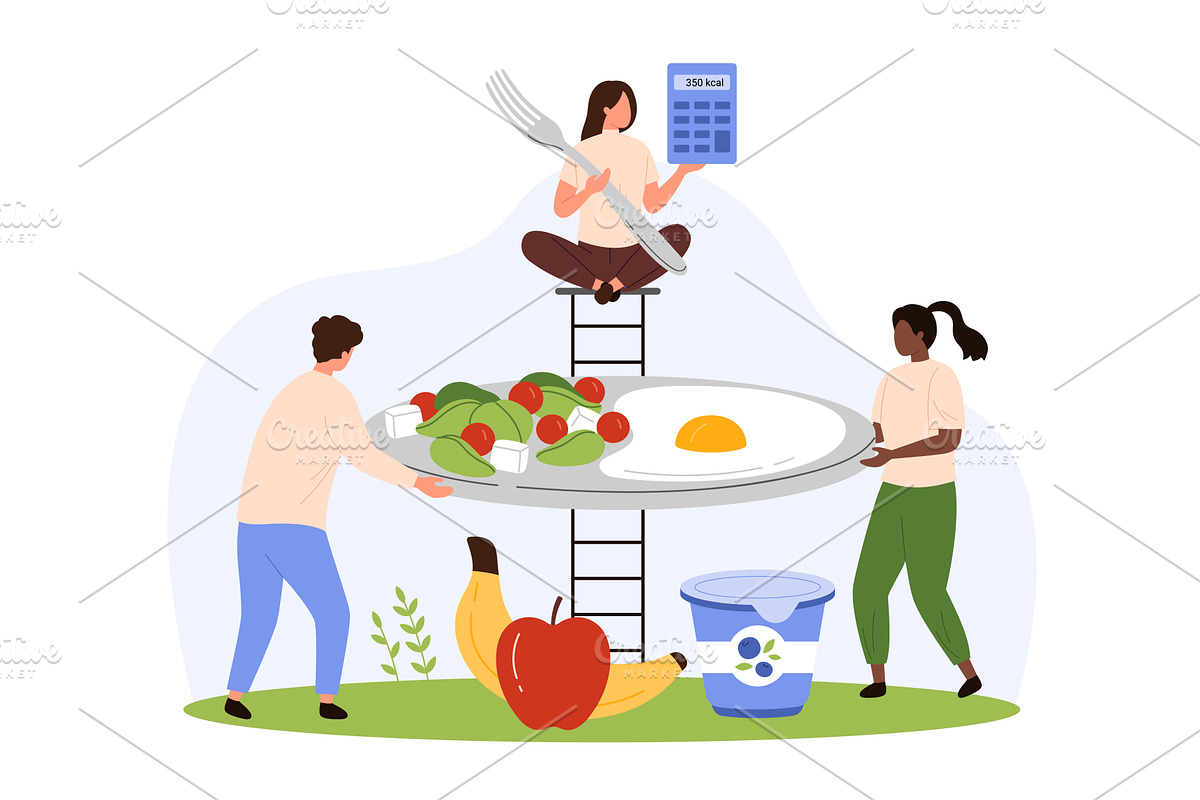 Counting calories for weight loss, a Food Illustration by Flashvector