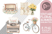 Vintage Floral Summer PNG, a Decorative Illustration by Artnoy (Thumbnail 13 of 18)