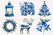 Scandinavian Blue Christmas Clipart, an Illustration by Dream Creation (Thumbnail 4 of 7)
