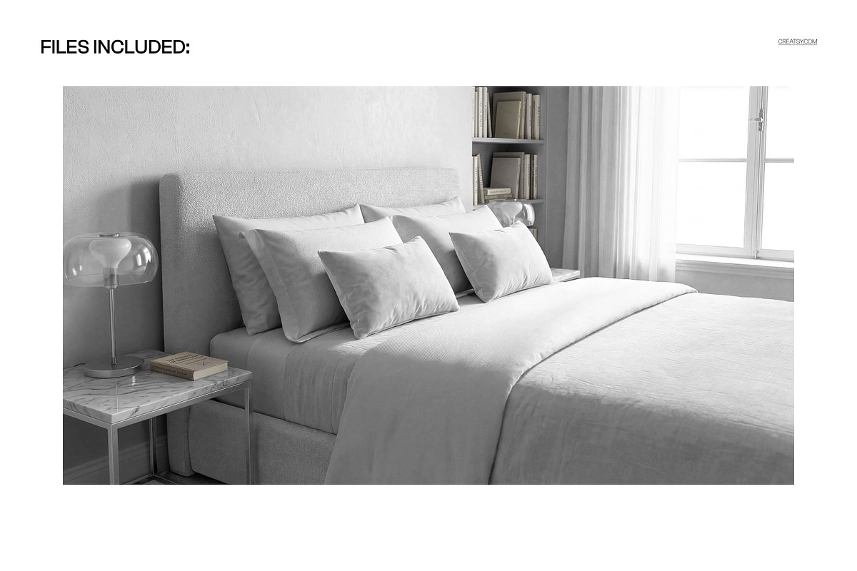 Minimalist Bedroom Bedding Mockup, a Household Mockup by creatsy5 (Photo 2 of 6)