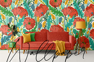 POPPY MEADOW Seamless Pattern