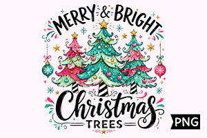 Merry & Bright Christmas Tree Design, a Seasonal Illustration by Creative Art