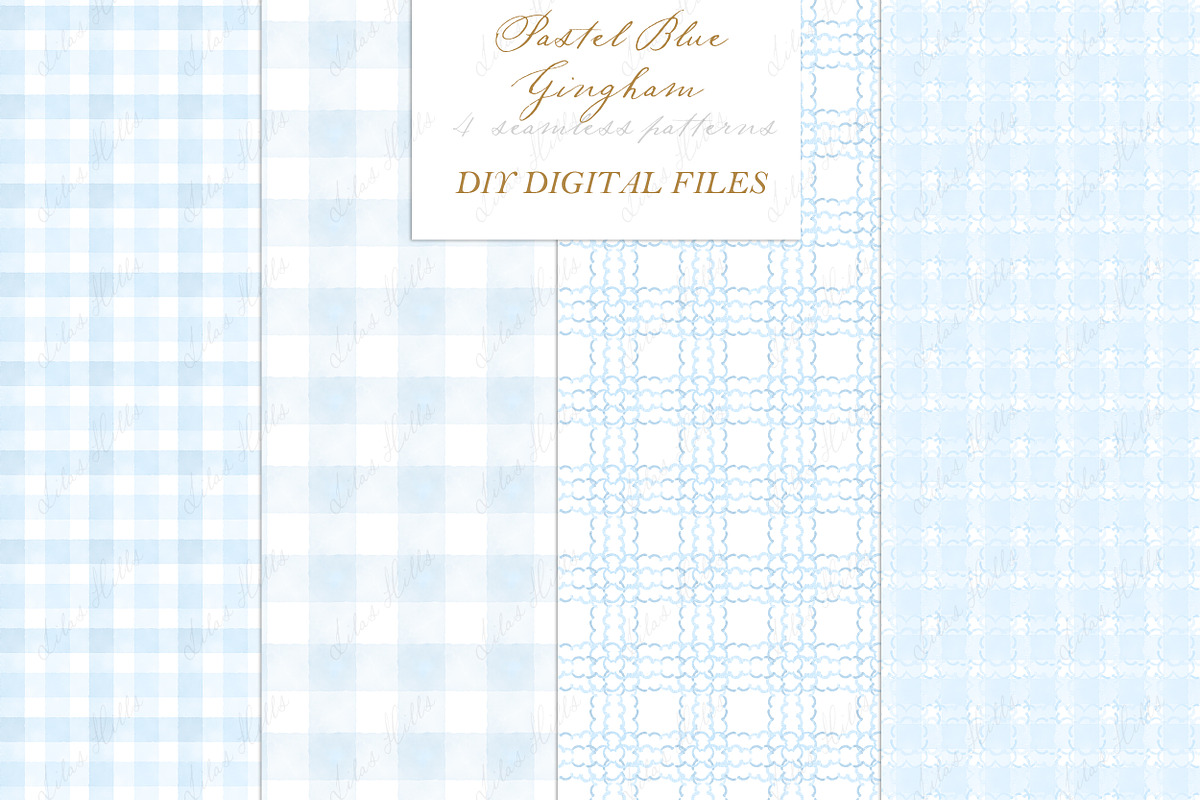 Gingham Pastel Blue Pattern Frames, an Illustration by LABFcreations (Photo 3 of 4)