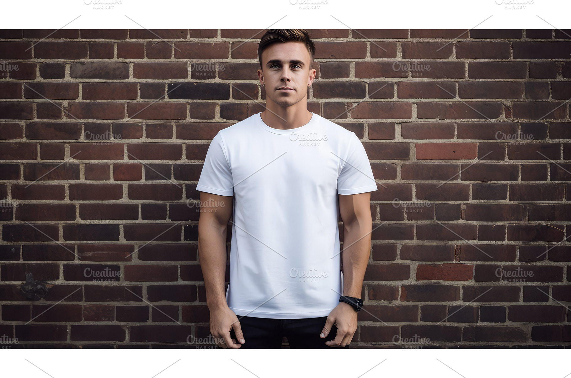 cool men white t shirt ai generated, a Beauty & Fashion Photo by pikepicture
