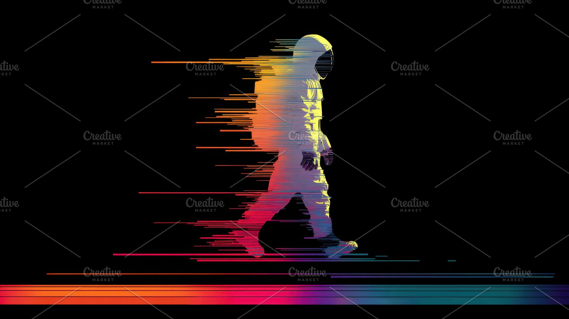 Astronaut walks in colorful lines, a Photo by Beautiful things