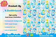 Cute Blue Ocean Soda Seamless, a Background Graphic by K.JackArtwork (Thumbnail 3 of 8)