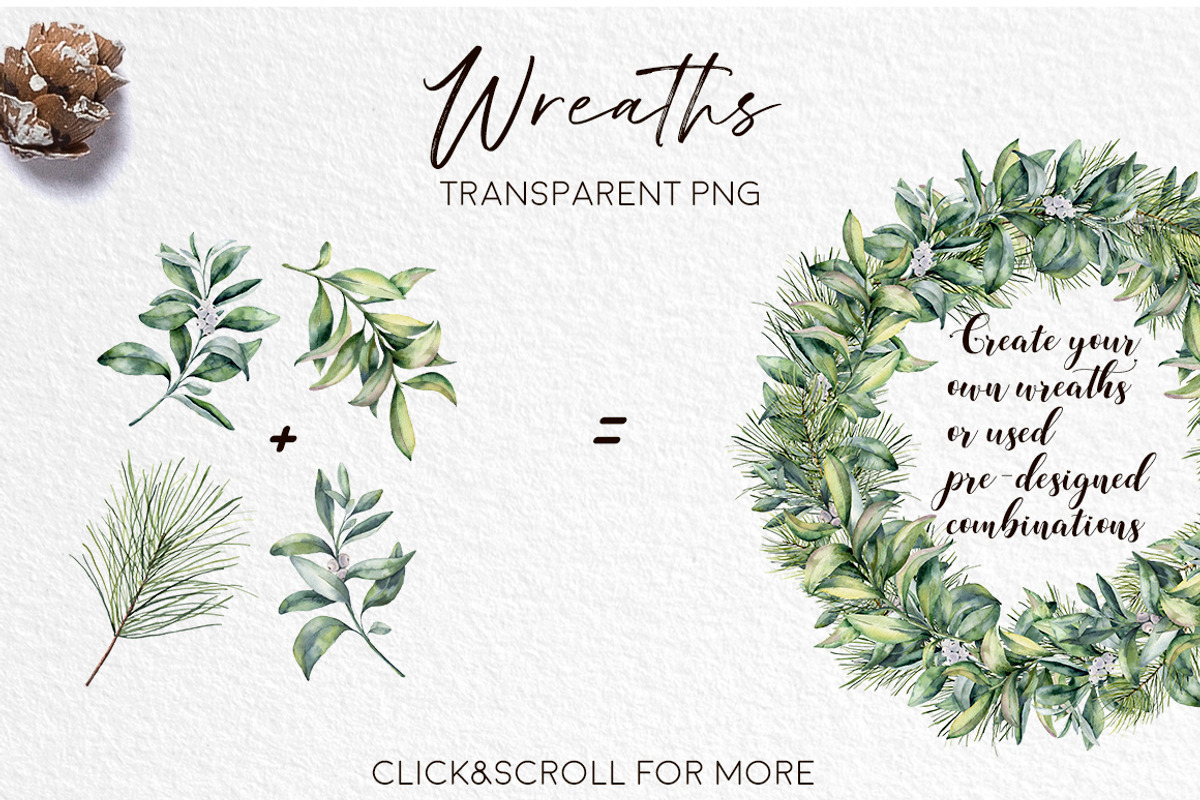 Elegant Christmas Watercolor clipart, a Seasonal Illustration by Yuliya Derbisheva (Photo 7 of 13)