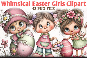 Whimsical Easter Girl Clipart Png, a Person Illustration by RobertsArt