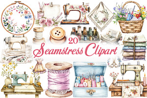 Watercolor Seamstress Clipart, an Illustration by Libby Wishes