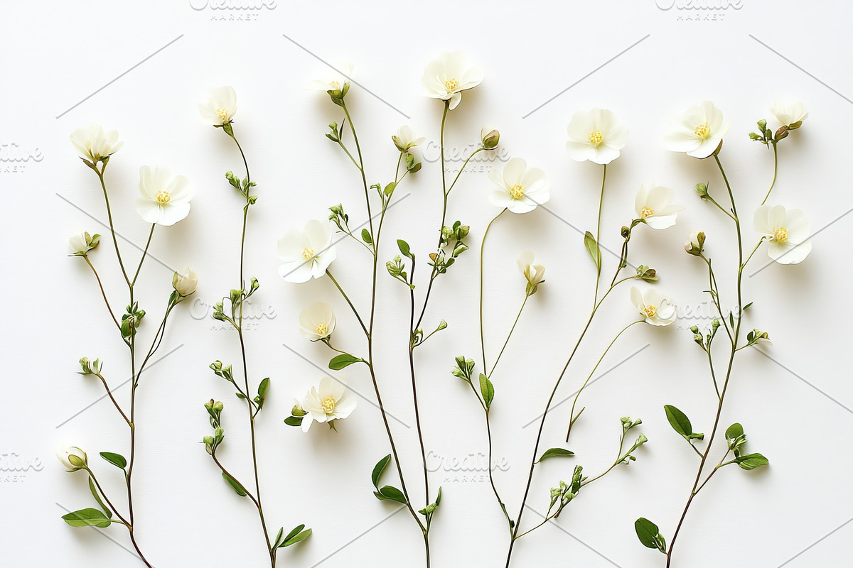 flowers on a white background in pastel colors, an Illustration by Pictures for you!!!!!!!!!