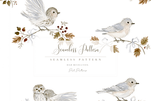 Seamless Cute Birds Pattern