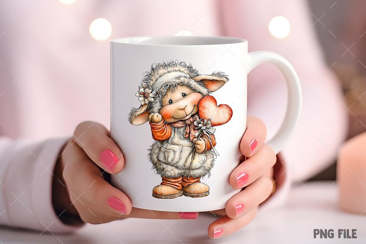 Funny Valentine Sheep Clipart, an Illustration by Craft Nest (Photo 9 of 11)