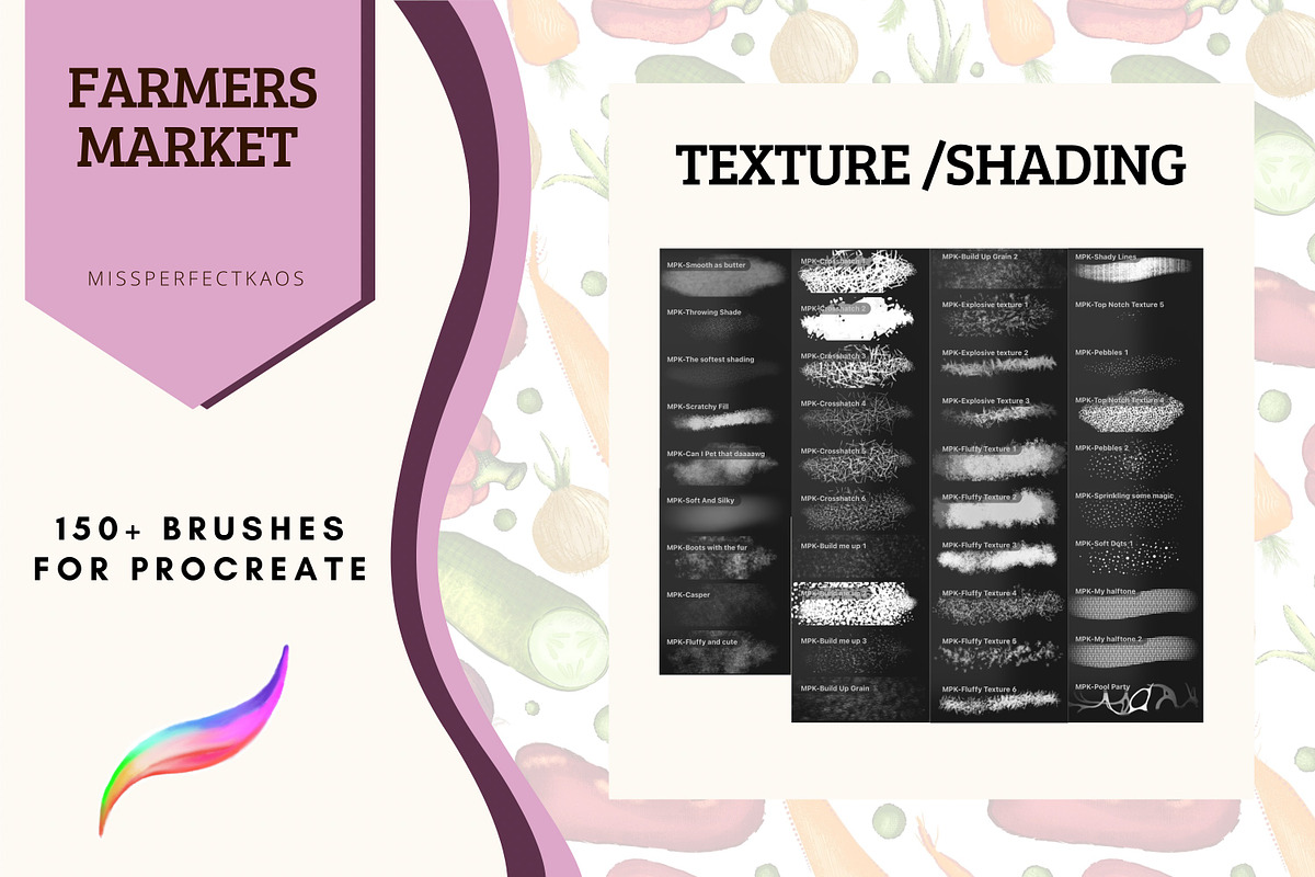 Farmers Market-150 Procreate Brushes, a Brush Add-On by MissPerfectKaos (Photo 3 of 11)