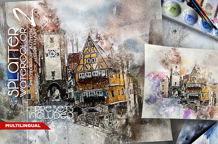 SplatterWatercolor2 Photoshop Action, an Action Add-On by GorynArt