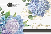 Hydrangea clipart with Gold elements, a Decorative Illustration by Nebbia (Thumbnail 1 of 6)