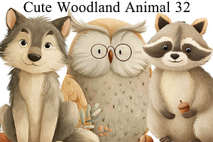 Cute Woodland Animal Clipart, an Illustration by DreamArtGraphic