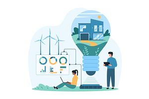 Green energy technology development, a Technology Illustration by Flashvector