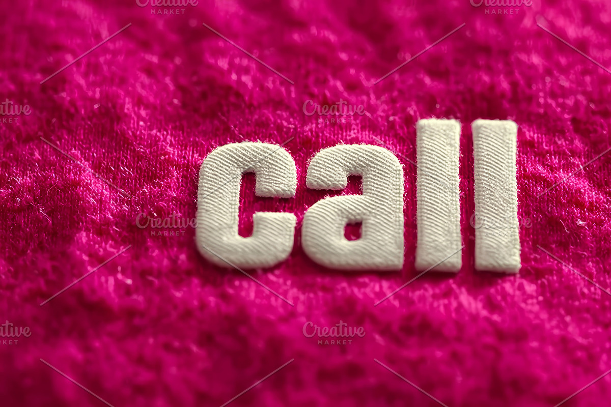 Call letters on pink velvet fabric create bold closeup typography for design an, an Illustration by AS photostudio