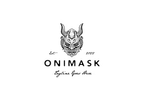 Japanese Demon Oni Mask Logo