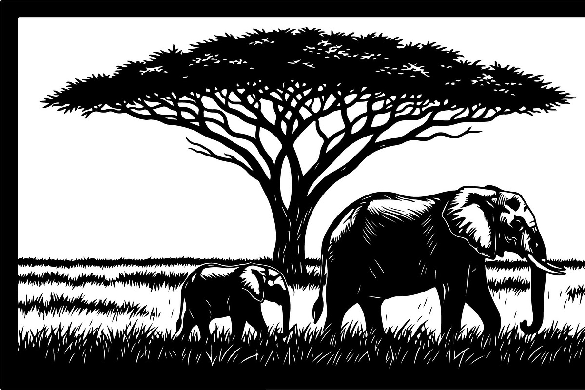 Wild Elephant Silhouette Set, an Illustration by jahid234 (Photo 19 of 21)