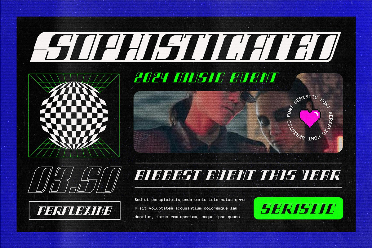 Seristic Y2K Display Typeface, a Font by graphicook (Photo 4 of 16)