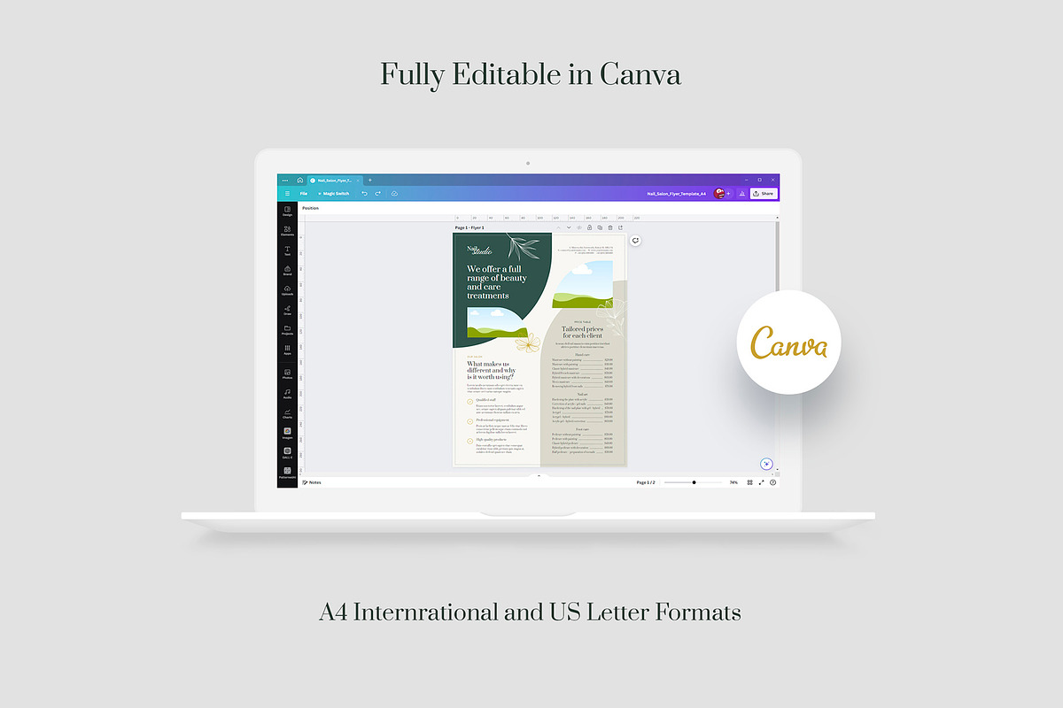 Nail Salon Flyer Canva Template, a Flyer Template by artbart (Photo 7 of 10)