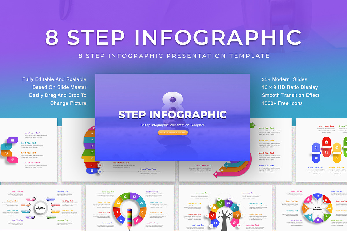Eight Step Infographic Presentation, a Presentation Template by SlideStack (Photo 1 of 5)