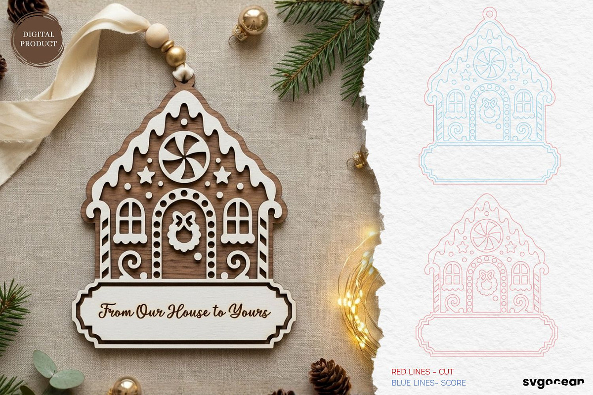 Gingerbread Houses Ornament Bundle, a Decorative Illustration by svgocean (Photo 7 of 13)