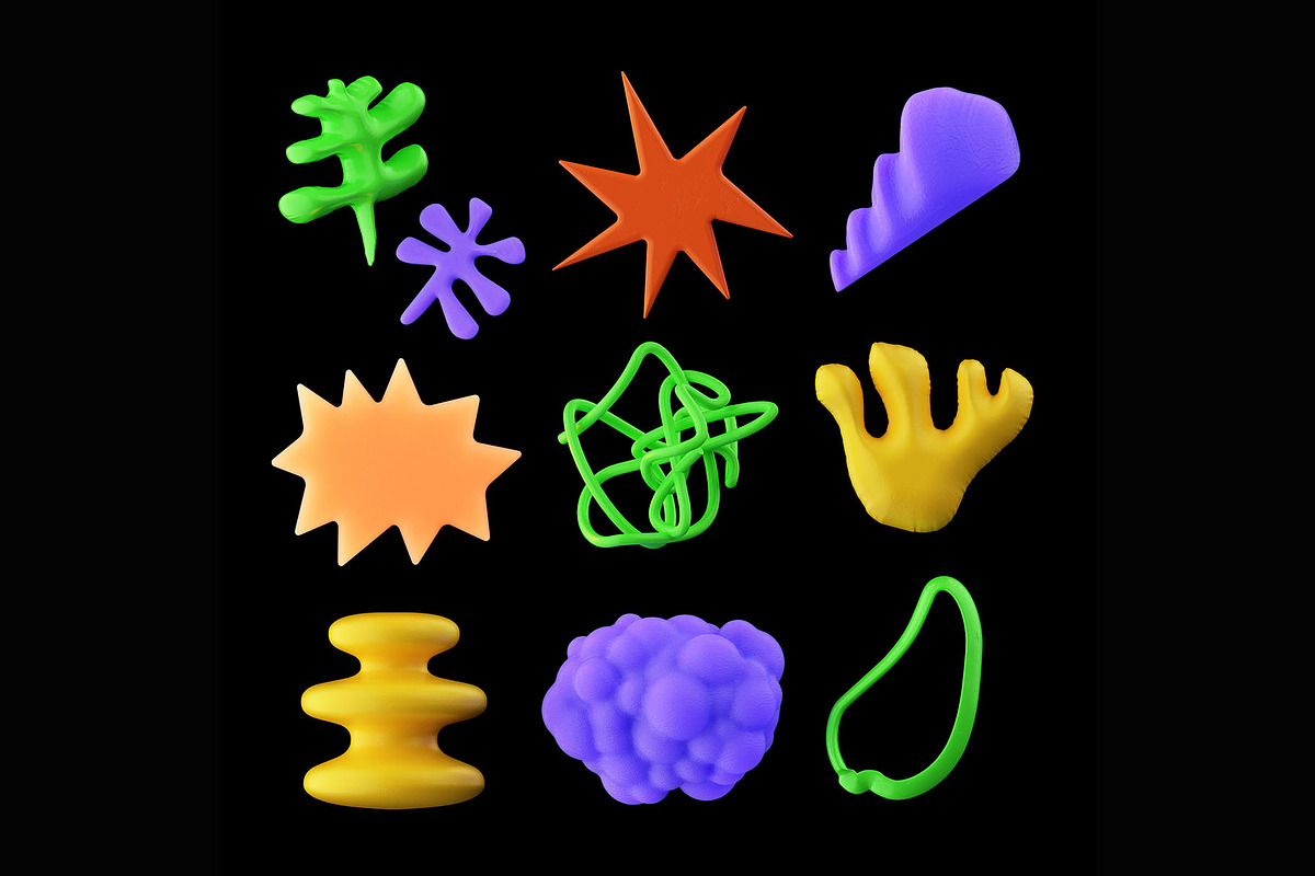 aesthetic 3d shapes plastic elements, a Decorative Illustration by Mary P