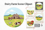 Dairy Farm Scene Clipart, a Graphic by Artnoy (Thumbnail 1 of 5)