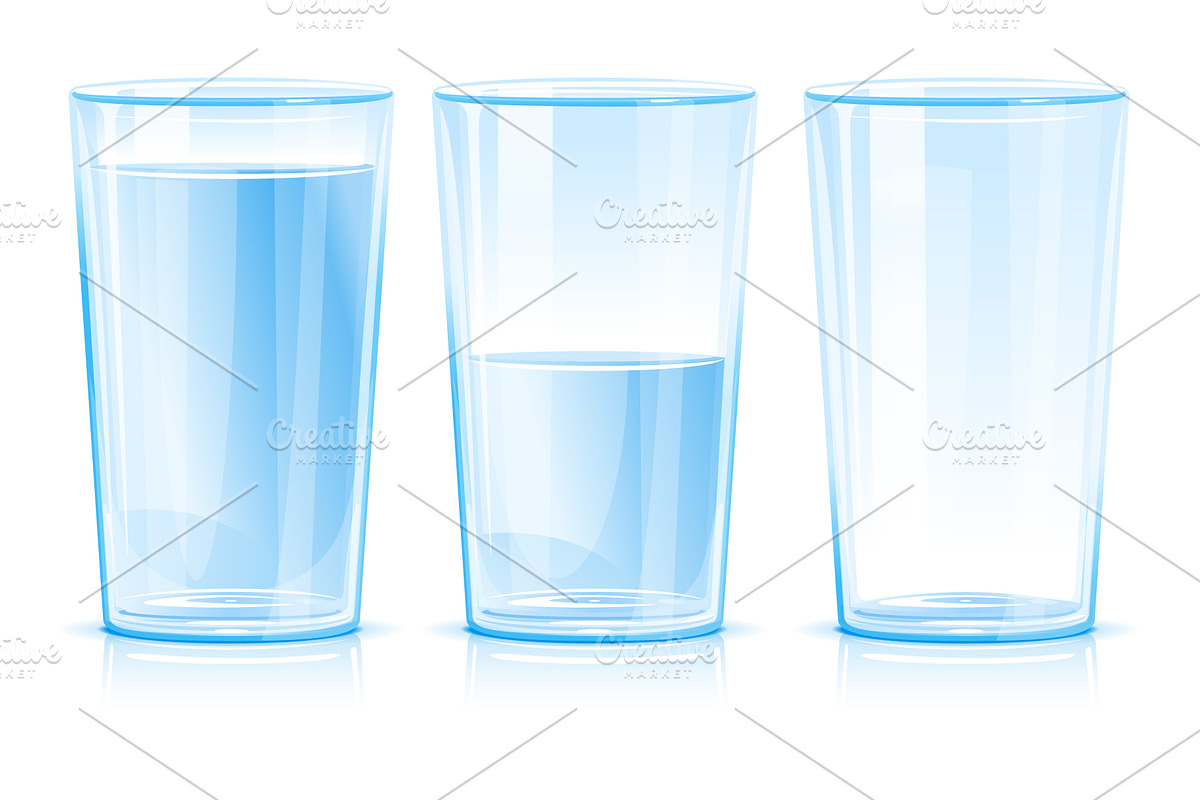 Set of glasses with water, a Food Illustration by Oceloti