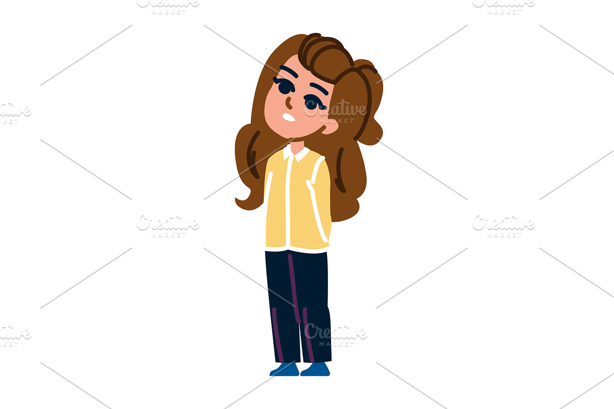 Curious girl looking sideways with, a Person Illustration by pikepicture